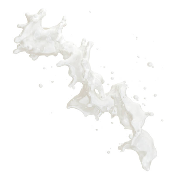 istock Milk splash with droplets isolated. 3D illustration 1026493380