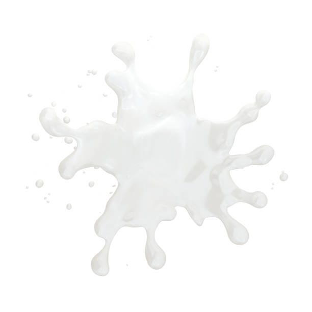 istock Milk splash with droplets isolated. 3D illustration 1026493400