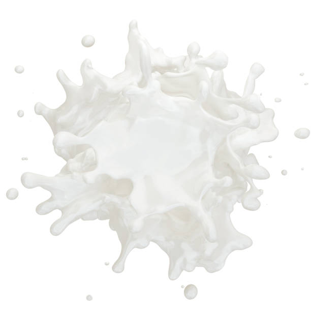 istock Milk splash with droplets isolated. 3D illustration 1026493414