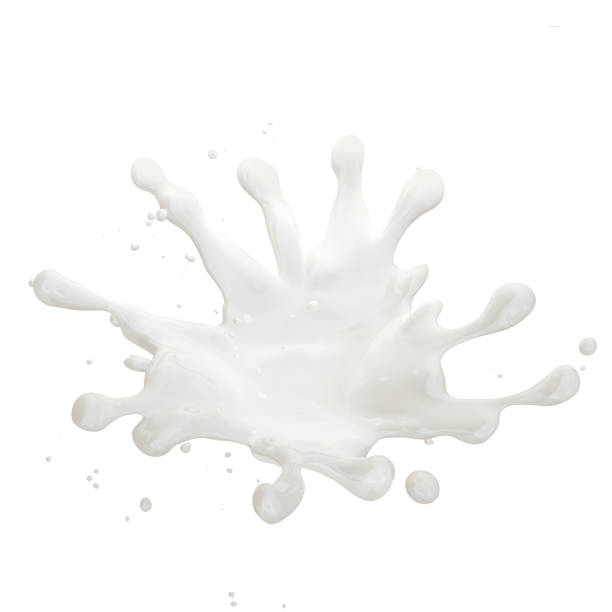 istock Milk splash with droplets isolated. 3D illustration 1026493434