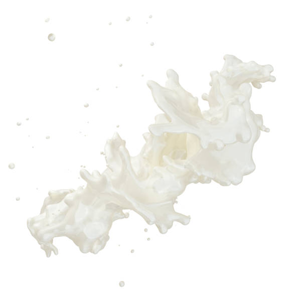 istock Milk splash with droplets isolated. 3D illustration 1026493470