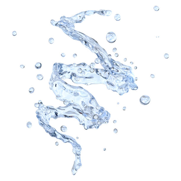 istock Water splash with water droplets isolated on light background. 3D illustration 1026493538
