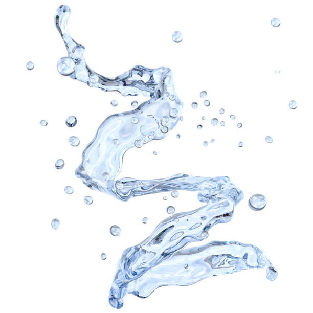 istock Water splash with water droplets isolated on light background. 3D illustration 1026493544