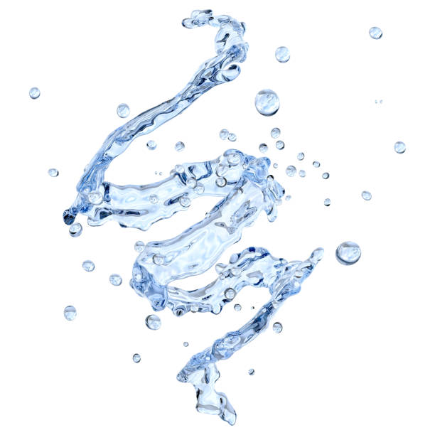 istock Water splash with water droplets isolated on light background. 3D illustration 1026493550