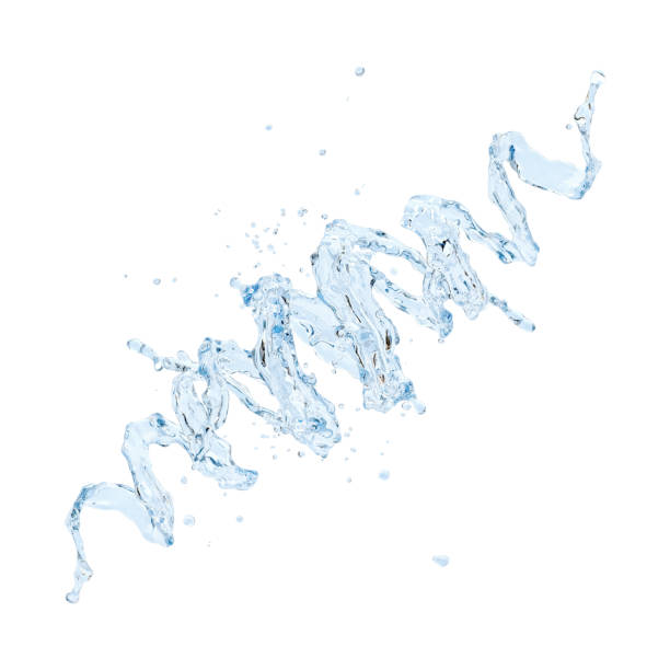istock Water splash with water droplets isolated on light background. 3D illustration 1026493590