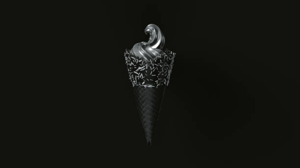 istock Silver Ice Cream with Black Icing and Silver Sprinkles 1026493602