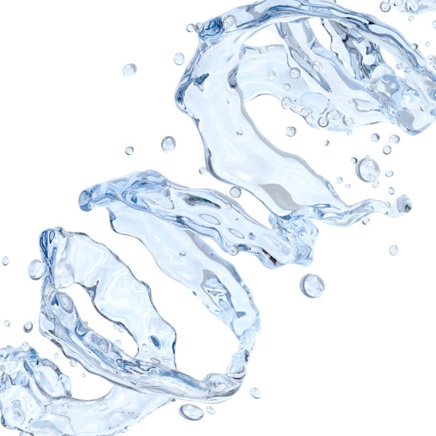 istock Water splash with water droplets isolated on light background. 3D illustration 1026493604