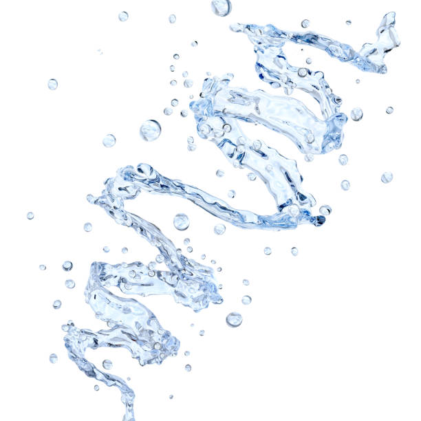 istock Water splash with water droplets isolated on light background. 3D illustration 1026493640