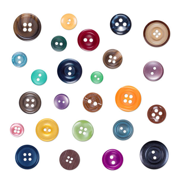 istock Set of Various Sewing Colourful Plastic Buttons, Isolated on White 1026497332