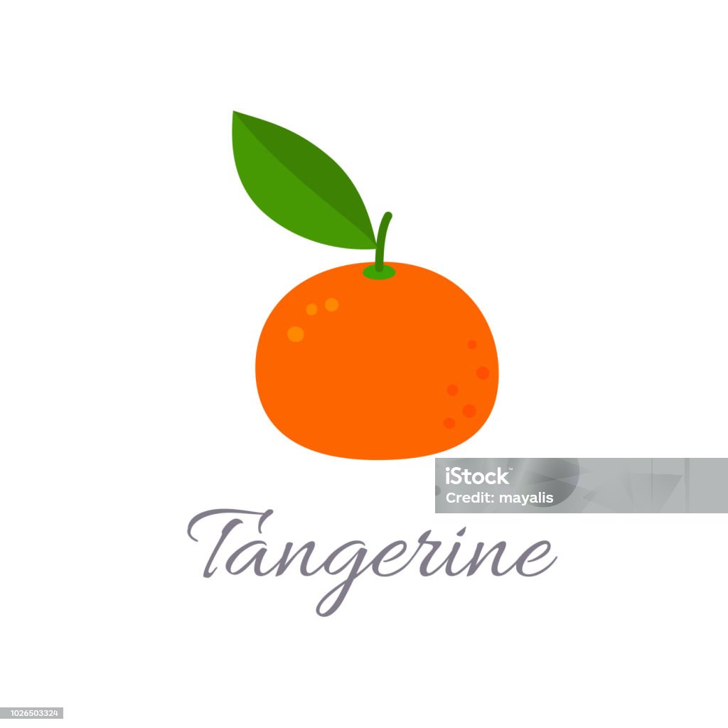 Tangerine icon with title Vector illustration of tangerine icon in flat style with title, isolated on white background Tangerine stock vector