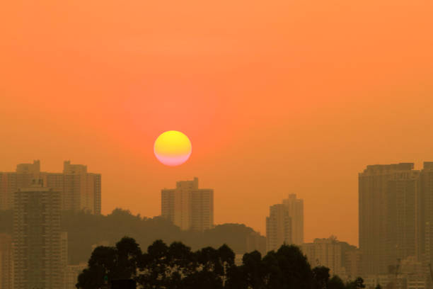 sunset view from kowloon side at kwun tong