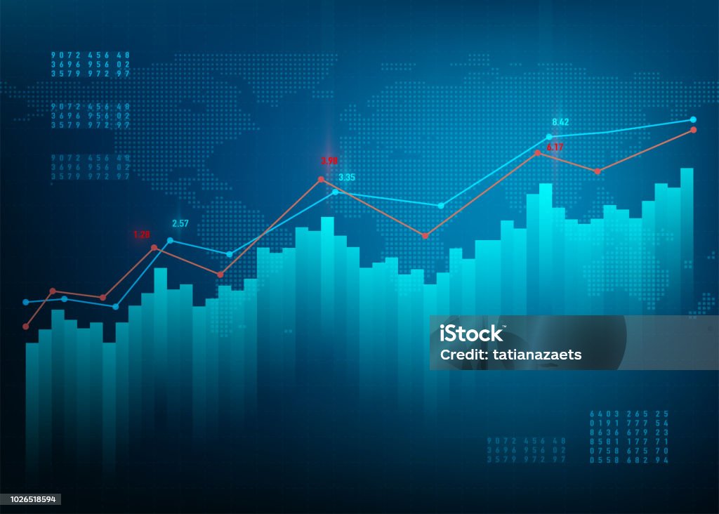 Finance chart. Stock graph market. Growth business blue vector background. Bond data online bank Finance chart. Stock graph market. Growth business blue vector background. Bond data online bank. Chart stock vector