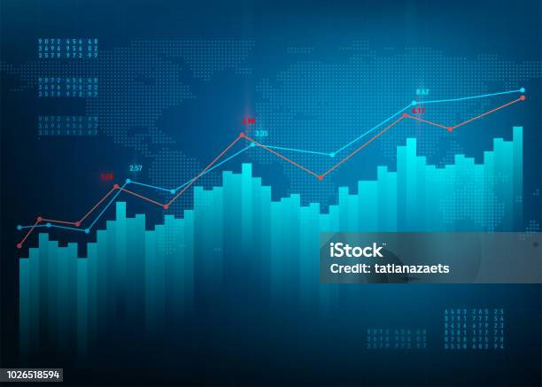 Finance Chart Stock Graph Market Growth Business Blue Vector Background Bond Data Online Bank Stock Illustration - Download Image Now