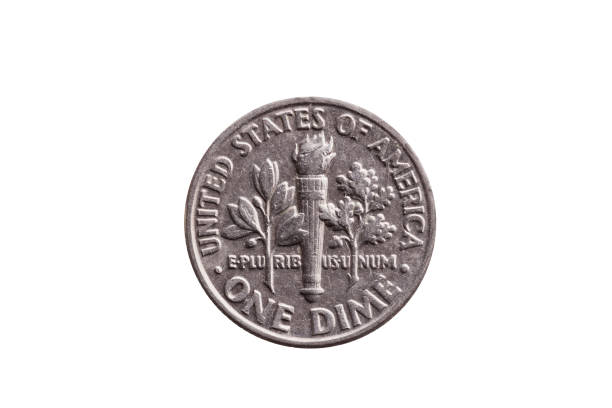 USA dime coin reverse olive branch torch and oak branch