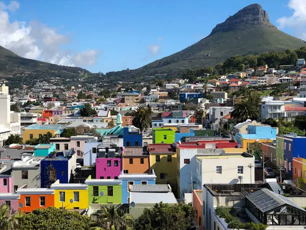 Mother City Cape Town Bo Kaap Colourful Historic Area with Table Mountain and City Centre Western Cape South Africa