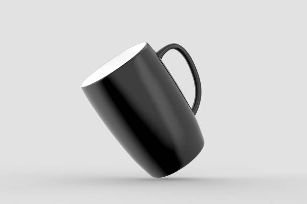 istock Black mug mock up isolated on light gray background. 3D illustration 1026528972
