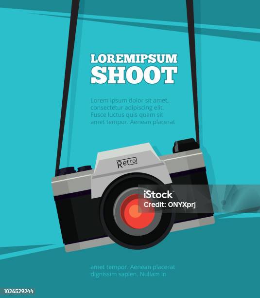 Poster With Illustration Of Retro Photo Camera Design Template With Place For Your Text Stock Illustration - Download Image Now