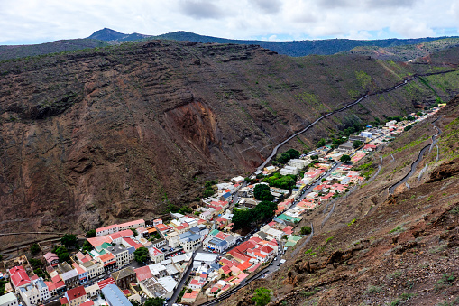 Looking down to Jamestown, the main town in valley of remote Saint Helena Island