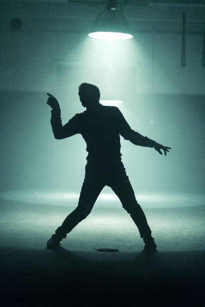 istock Silhouette of Young Male Dancer. Hip Hop Pose 1026535176