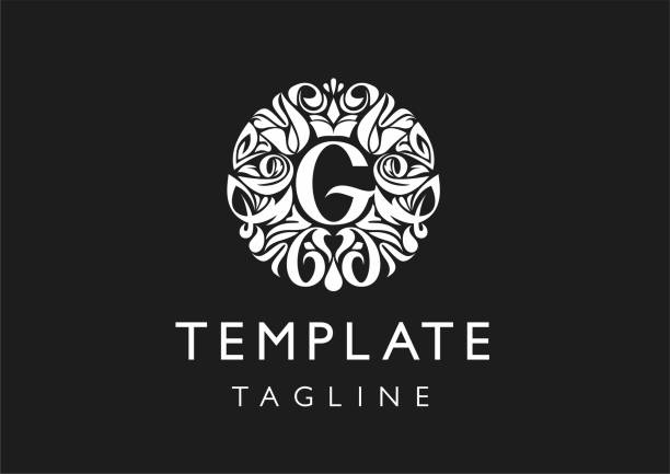 logo template from patterns logo pattern of round shape patterns with letter G the letter g stock illustrations