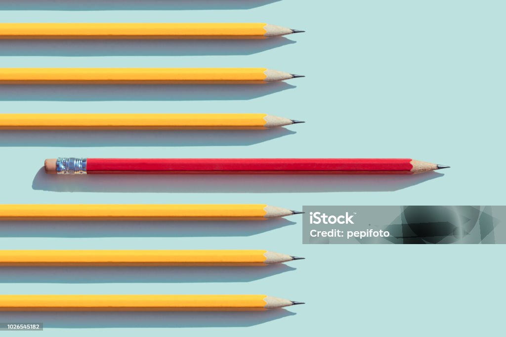 yellow and red  pencils Yellow and red  pencils on blue  background Pencil Stock Photo