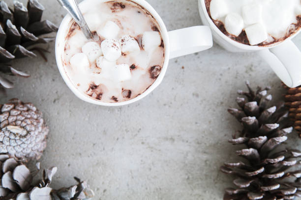 Hot chocolate with marshmallows stock photo