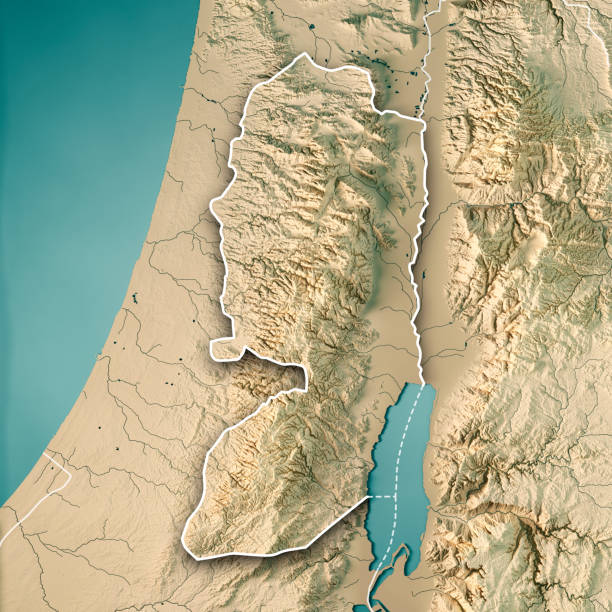 istock West Bank 3D Render Topographic Map Color Border 1026555052