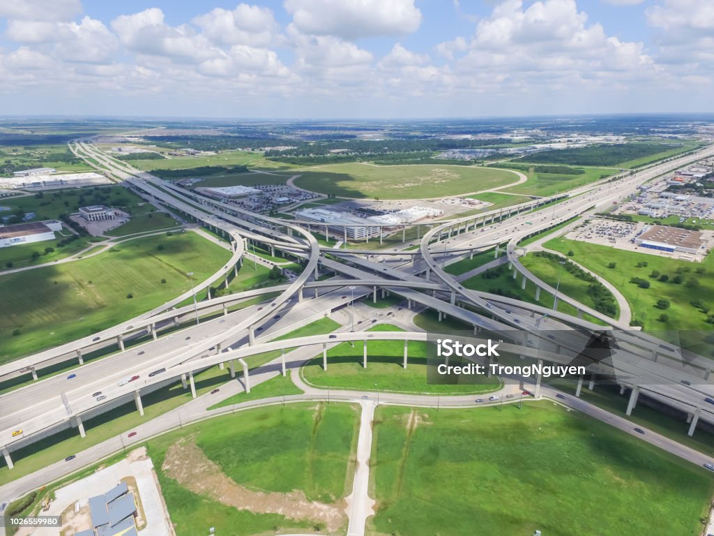 Freeway Stack Flyover Katy Freeway Interstate 10 Stack Interchange Cloud Blue Sky ...