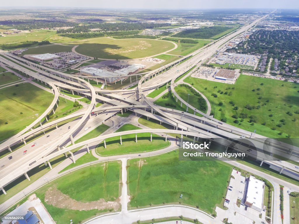 Stack Interstate Freeway Flyover Katy Freeway Interstate 10 Stack Interchange Cloud Blue Sky ...