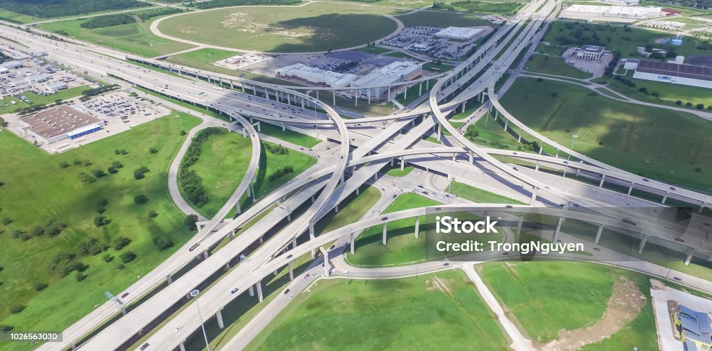 Freeway Stack Panoramic Vertical View Katy Freeway Interstate 10 Stack Interchange ...