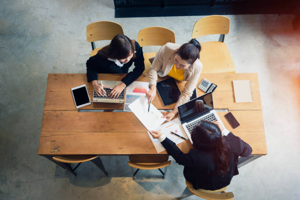 istock Top view business people teamwork meeting design ideas 1026572470