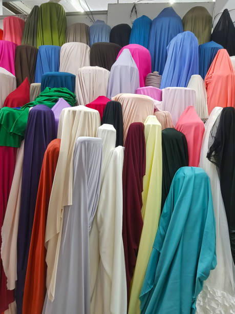 istock Stock of fabrics roll for sale 1026572780