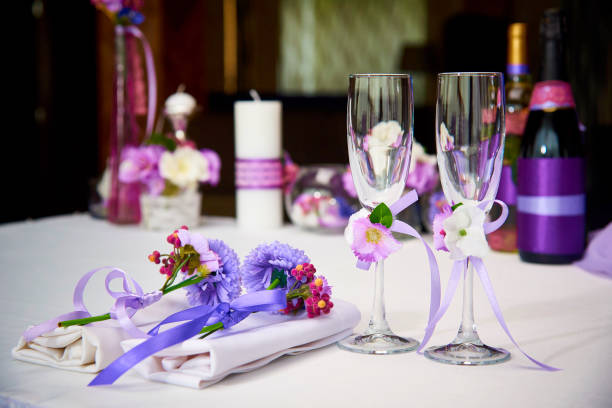 istock Wedding glasses on the celebratory table. 1026572786