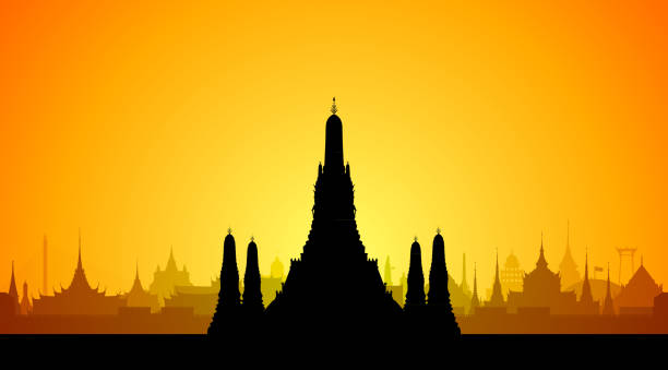 Wat Arun, Bangkok (All Buildings Are Separate and Complete) Wat Arun, Bangkok. All buildings are separate and complete. wat arun stock illustrations
