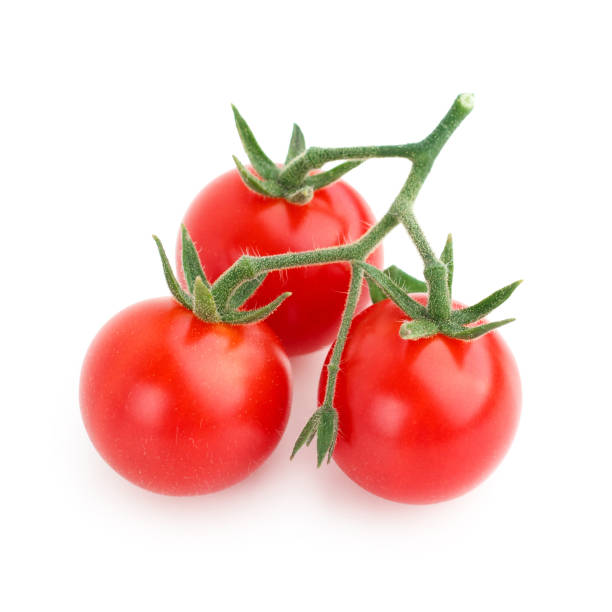 Bunch of cherry tomatoes isolated on white background