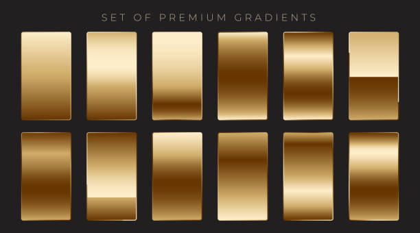 ilustrações de stock, clip art, desenhos animados e ícones de shiny mettalic golden gradients collection - dourado cores