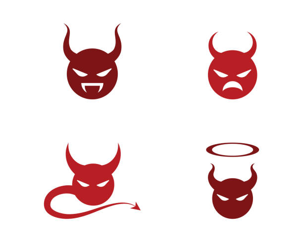 illustrazioni stock, clip art, cartoni animati e icone di tendenza di icona vector del corno del diavolo - trident devil horned demon