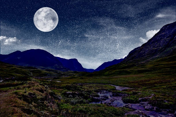 istock landscape with starry night and a full moon 1026587328