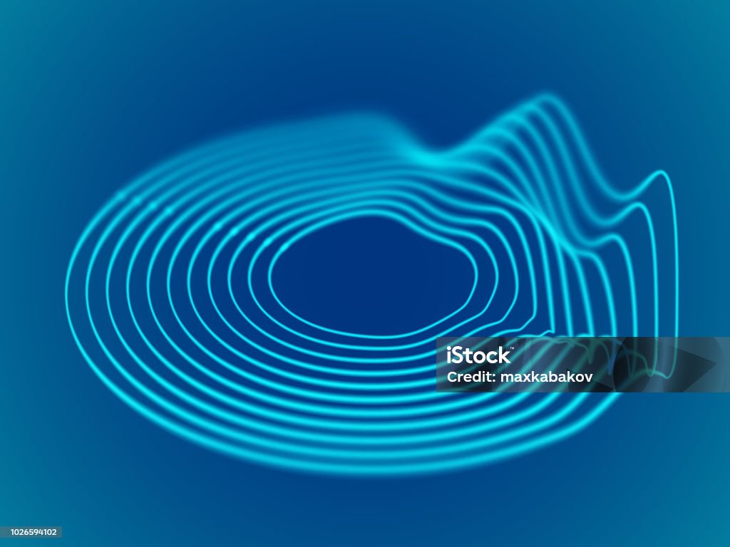 Abstrait avec des ondes sonores 3d dynamiques - clipart vectoriel de Onde sonore libre de droits