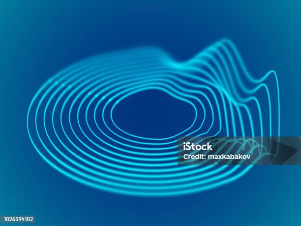 Abstrait Avec Des Ondes Sonores 3d Dynamiques Vecteurs libres de droits et plus d'images vectorielles de Onde sonore - Onde sonore, Forme tridimensionnelle, Cercle