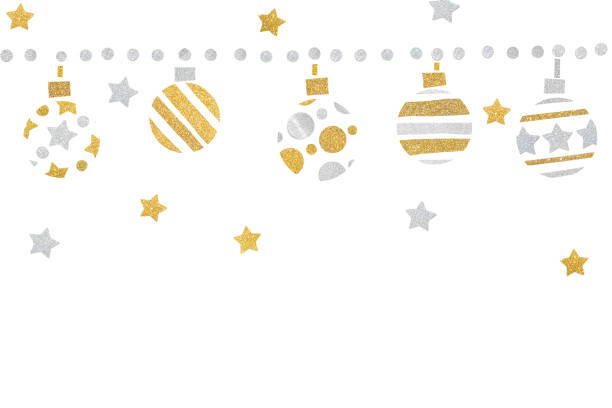 istock Gold and silver glitter christmas balls paper cut 1026610632