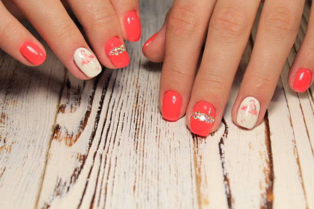 istock glamorous beautiful manicure on a trendy texture background 1026623380