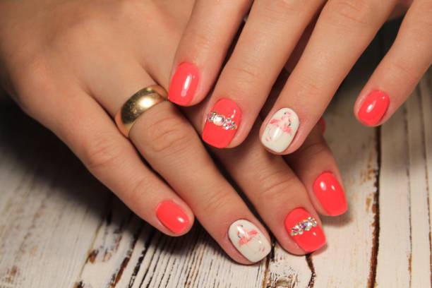 istock Youth manicure design best nails, gel varnish 1026623886
