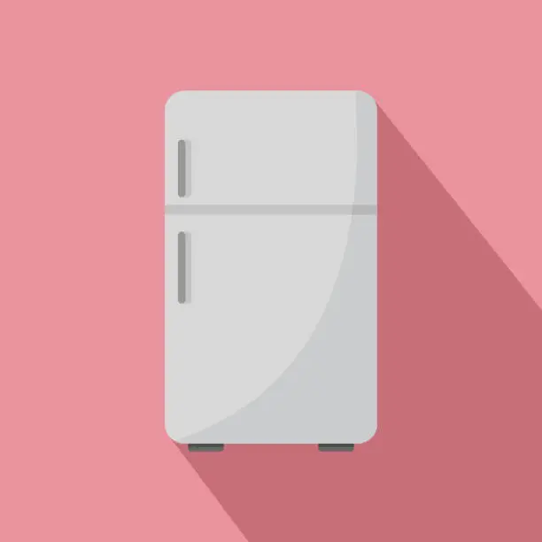Vector illustration of Retro fridge icon, flat style