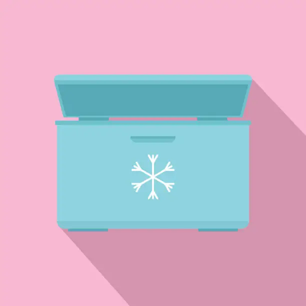 Vector illustration of Ice cream refrigerator icon, flat style