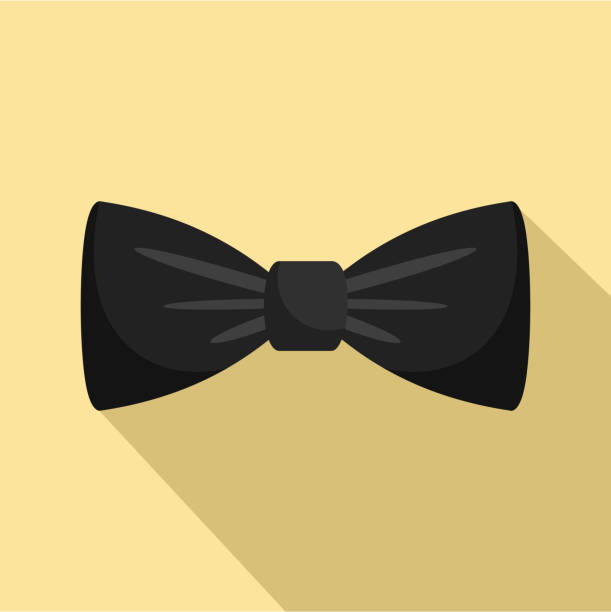 Black bow tie icon, flat style Black bow tie icon. Flat illustration of black bow tie vector icon for web design prom fashion stock illustrations