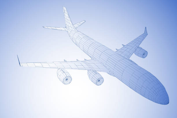 istock Abstract airliner constructed with  lines. Outline wireframe concept. Travel, tourism, transport. Airplane vector illustration. 1026624526