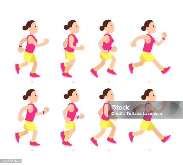 Cartoon Running Girl Animation Athletic Young Woman Character Run Or Fast  Walk Animated Motion Sport Walking Vector Illustration Stock Illustration -  Download Image Now - iStock