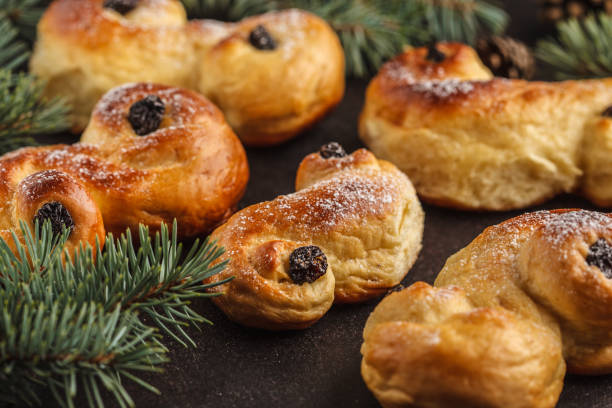 istock Traditional Swedish Christmas saffron buns (lussebulle or lussekatt). Swedish christmas. 1026628480