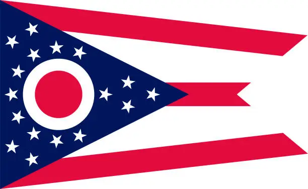 Vector illustration of Ohio vector flag. Illustration. United States of America